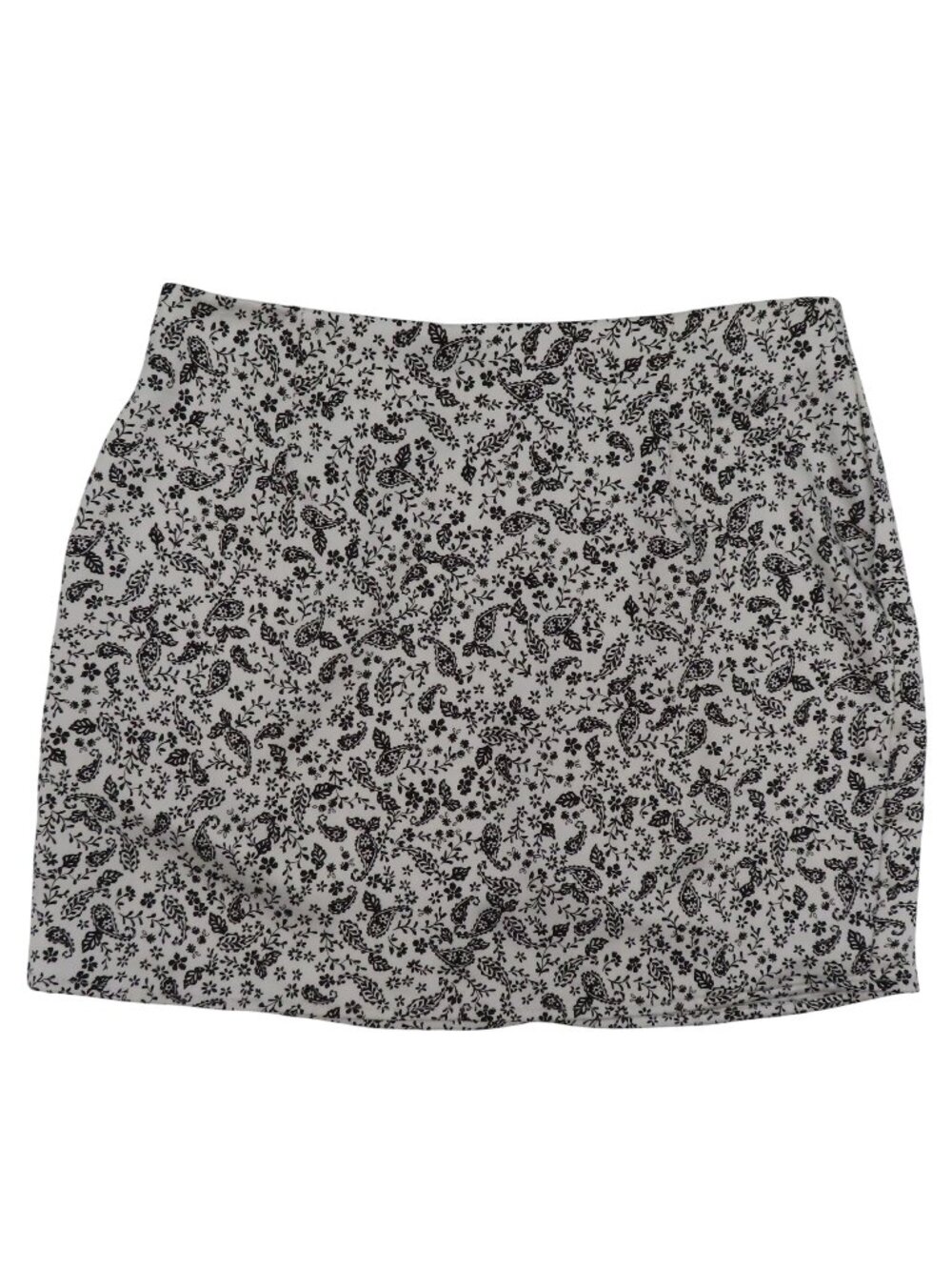 Kendall & Kylie Junior Small Black White Paisley Scroll Floral Satin Mini Skirt